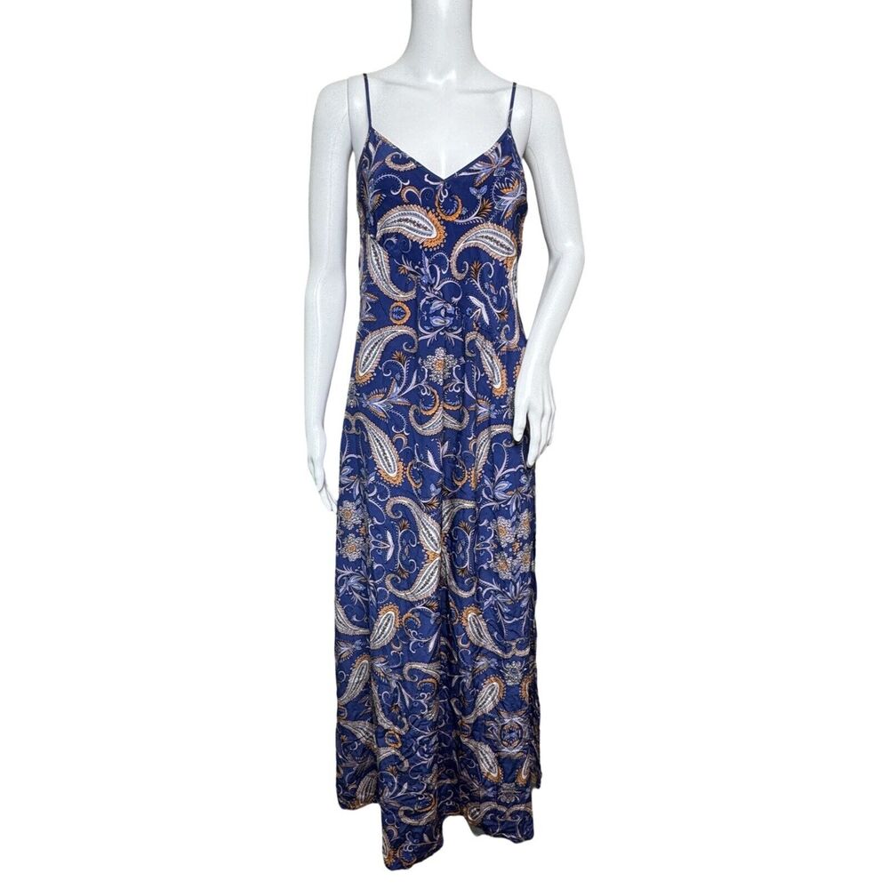 Yumi Kim Dress Womens Medium‎ Blue Multicolor Paisley Maxi Dress Silk Colorful